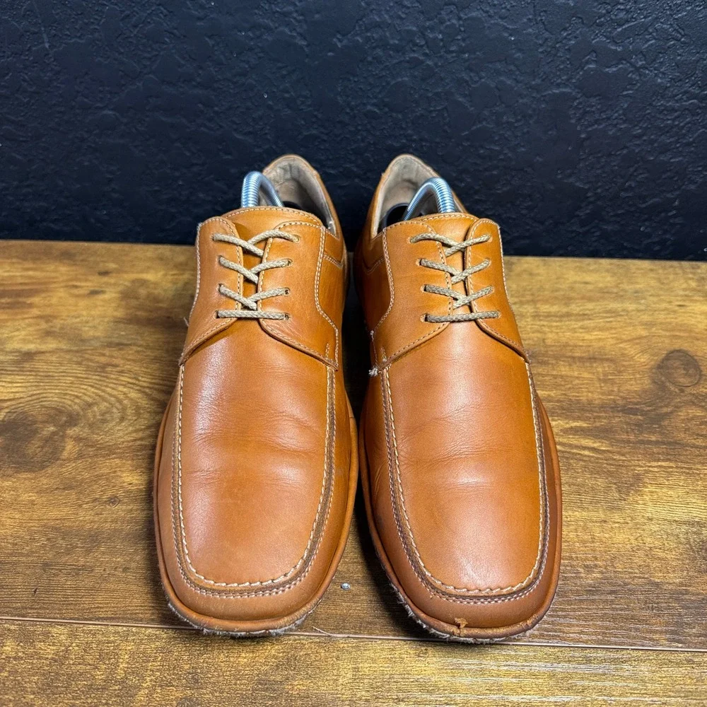 Firenze Tan Leather Moc Toe Derby Shoes Mens 42